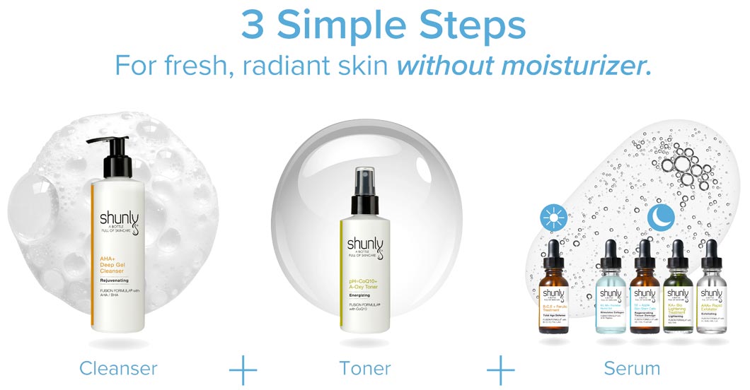 Hydrated skin using serums, no moisturizer